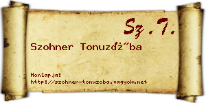 Szohner Tonuzóba névjegykártya